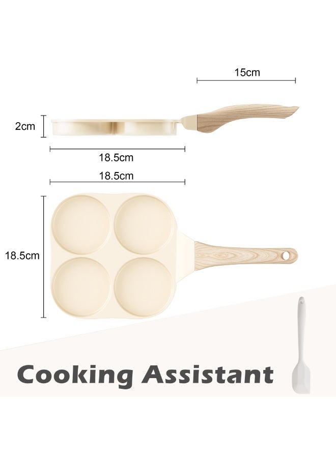 Caannasweis وعاء البويضة، 4 كوب غير اللاصق البويضة السيراميكية Skillet الإفطار مقلي وعاء طباخ البيض مناسبة لمواقد الغاز وأدوات الطبخ الاستقراء، PFOA PFOS مجانا - Image 2