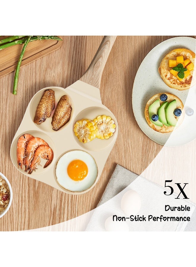 Caannasweis وعاء البويضة، 4 كوب غير اللاصق البويضة السيراميكية Skillet الإفطار مقلي وعاء طباخ البيض مناسبة لمواقد الغاز وأدوات الطبخ الاستقراء، PFOA PFOS مجانا - Image 5