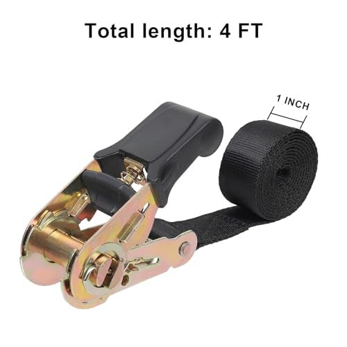 Ayaport Endless Ratchet Tie Down Straps Heavy Duty Cargo Tie Downs,4FT Sturdy Nylon Black Strap Down Ratcheting Securing Straps, Track Spring Fittings, Tie-Down Motorcycles, Trailer Loads, Kayak （4ft x 2pcs） - Image 5