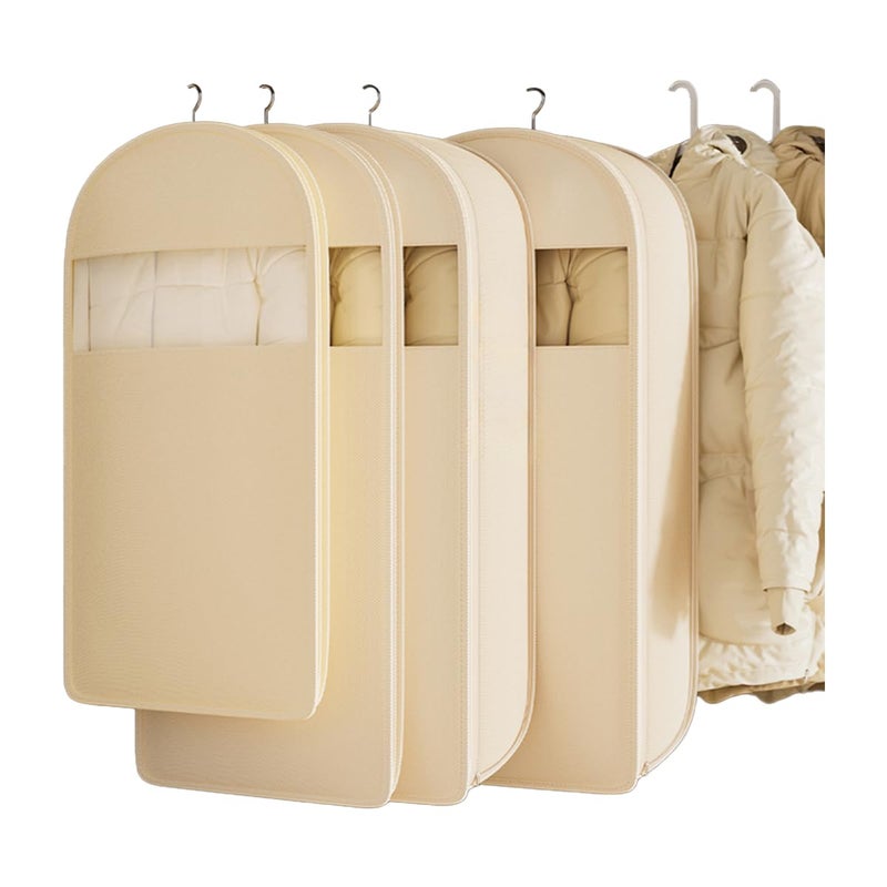 Fasolara 2 Packs Breathable Hanging Garment Bags for Clothes & Suits - 45" Fabric Suit Bags for Closet Storage, Garment Covers for Coats, Dresses, Jackets, Shirts, Wardrobe Protector (ecru) - Image 1