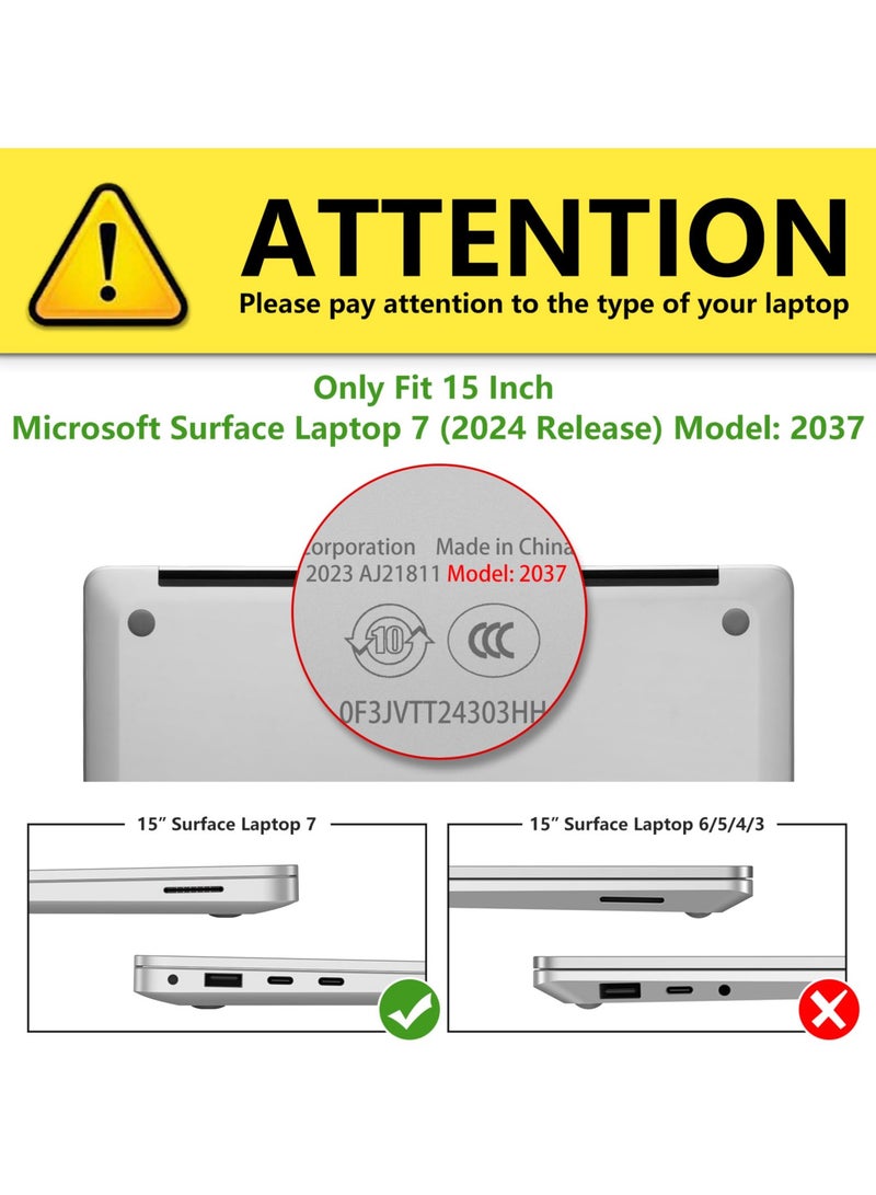 غطاء الحماية من القشرة الصلبة لـ Microsoft Surface Laptop 7 15 بوصة 2024 الإصدار (نموذج: 2037) غطاء الحماية من القشرة الصلبة من البلاستيك 15 بوصة للكمبيوتر المحمول (أسود ماتي) - Image 2
