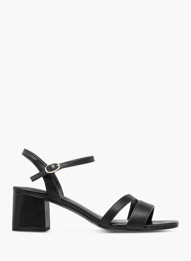 سيليست Women's Logo Detail Sandals with Block Heels and Buckle Closure