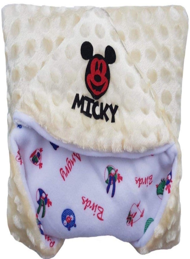 First Kick Velvet Baby Compressible Blankets Newborn Pack of Super Soft Baby Wrapper Cum Baby Sleeping Bag for Baby Boys, Baby Girls, Babies (66cm x 66cm, 0-6 Months) Cream Mickey - Image 3
