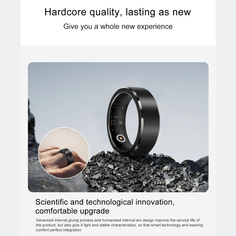 Yunseity Fitness Tracker Ring Smart Health Ring 50M Waterproof Multifunctional APP Control Rechargeable Sports - Image 2