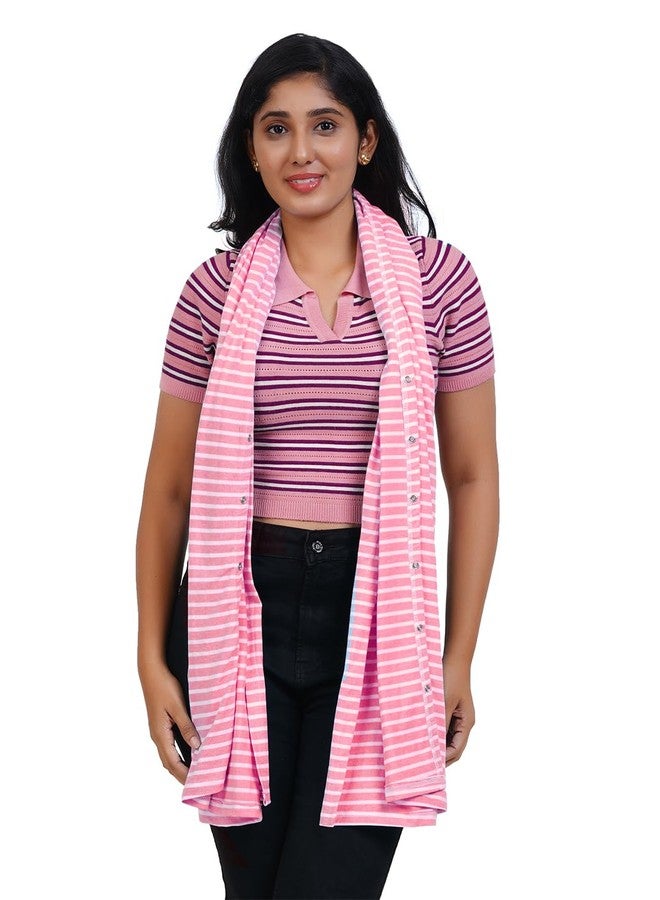 Kowsi Soft Mother's Nursing & Feeding Shawl Feeding Cloak (Pink Stripes) - Image 5