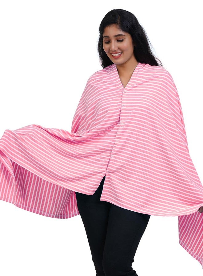 Kowsi Soft Mother's Nursing & Feeding Shawl Feeding Cloak (Pink Stripes) - Image 4