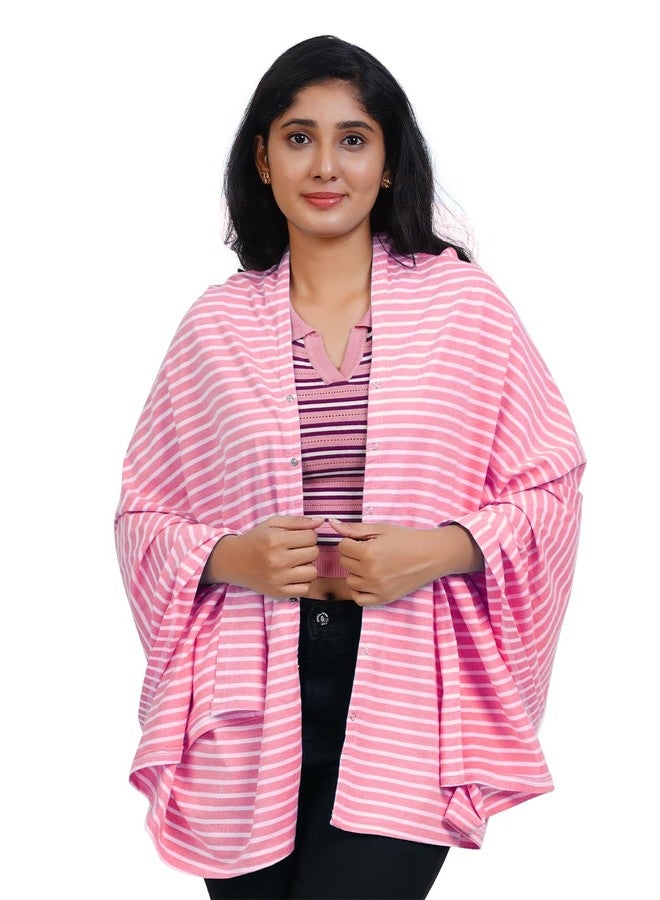 Kowsi Soft Mother's Nursing & Feeding Shawl Feeding Cloak (Pink Stripes) - Image 3