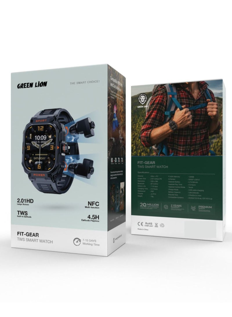 GREEN LION Fit-Gear TWS Smart Watch - Black - 2.1 Inch - Image 2