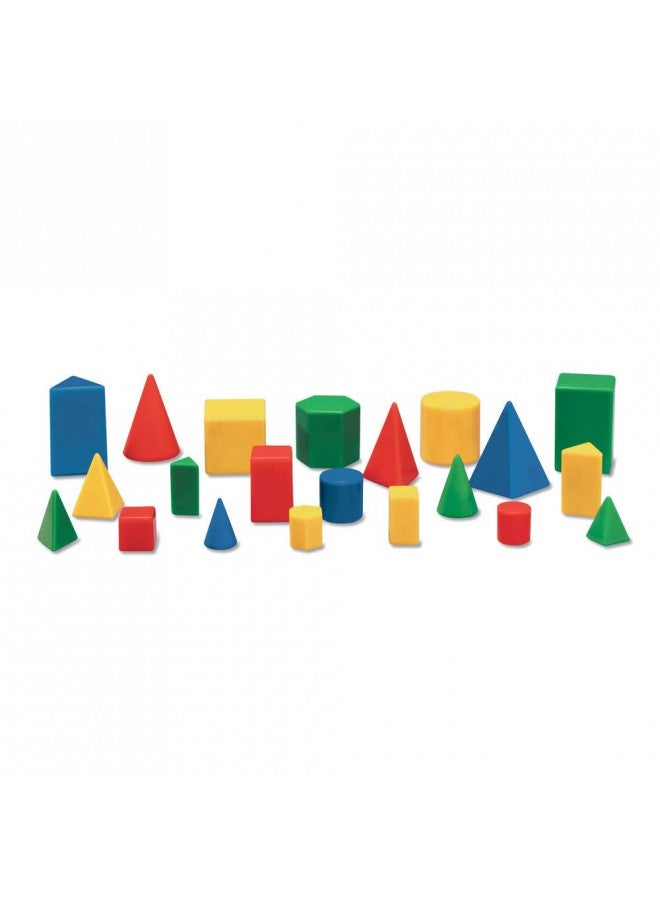 hand2mind Mini Plastic GeoSolids Relational Shapes, Set of 32 Blocks - Image 1