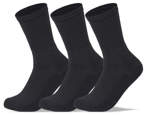Men Set of 3 Half Terry Sport Socks Plain Black