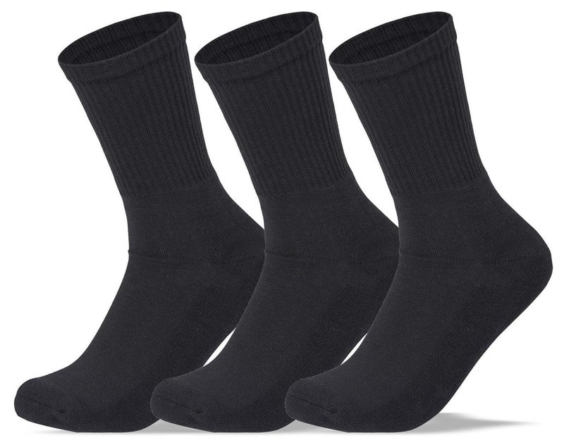 SAM SOCKS Men Set of 3 Half Terry Sport Socks Plain Black - Image 1