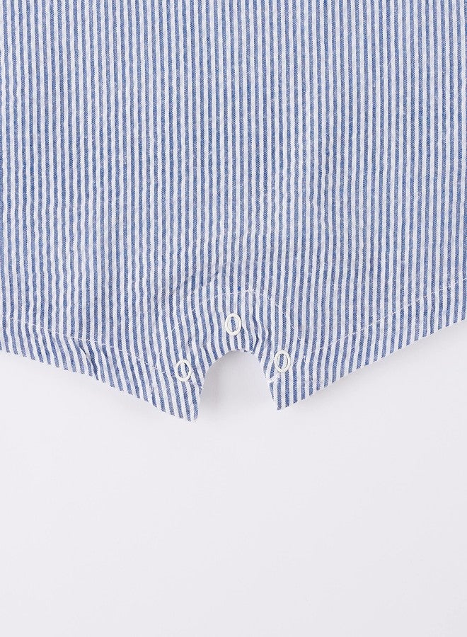 Mud Pie baby boys BIRTHDAY BOY SEERSUCKER SHORTALL, 1, 12-18 Months US - Image 3