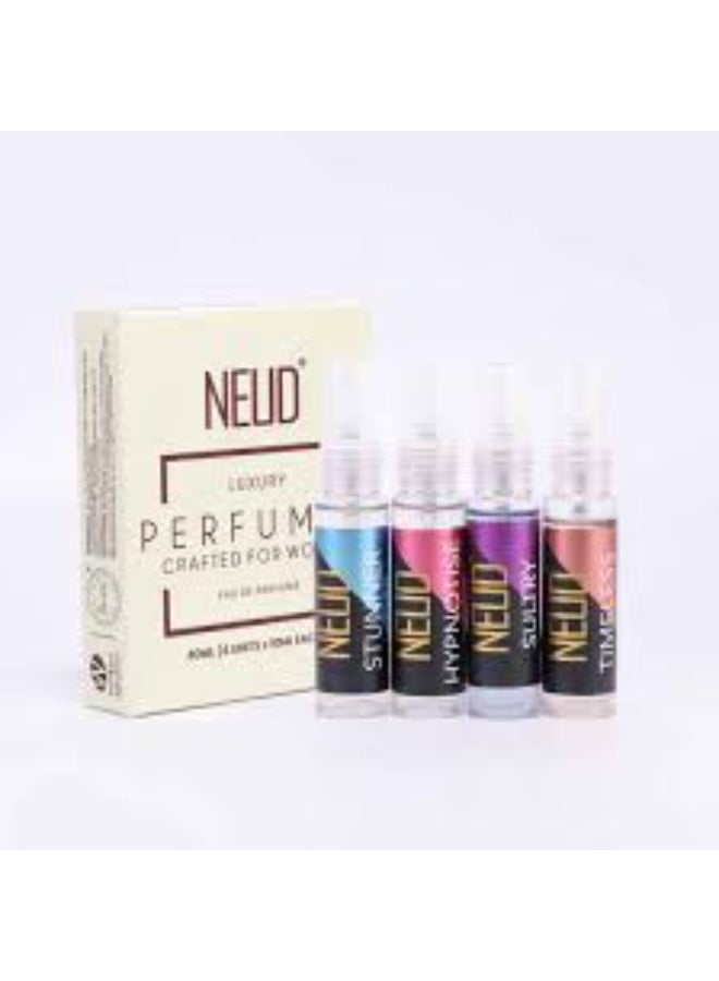 NEUD XPOSE YOURSELF مجموعة هدايا عطر NEUD الفاخرة للنساء - عطر أو دو بارفان طويل الأمد (فاكهة، ورد، مسك، تفاح أخضر) - 4x10 مل - Image 1