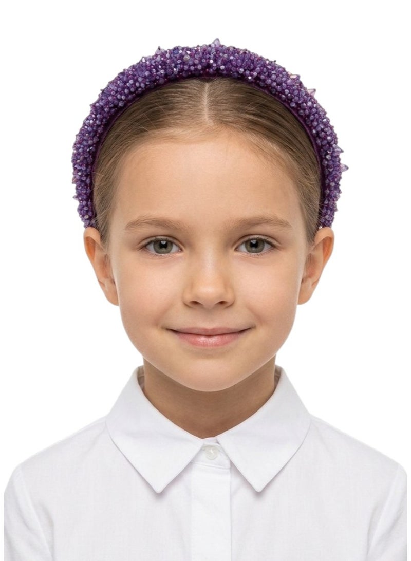 Bidani Crystal Embellished Headband - Purple - Image 1