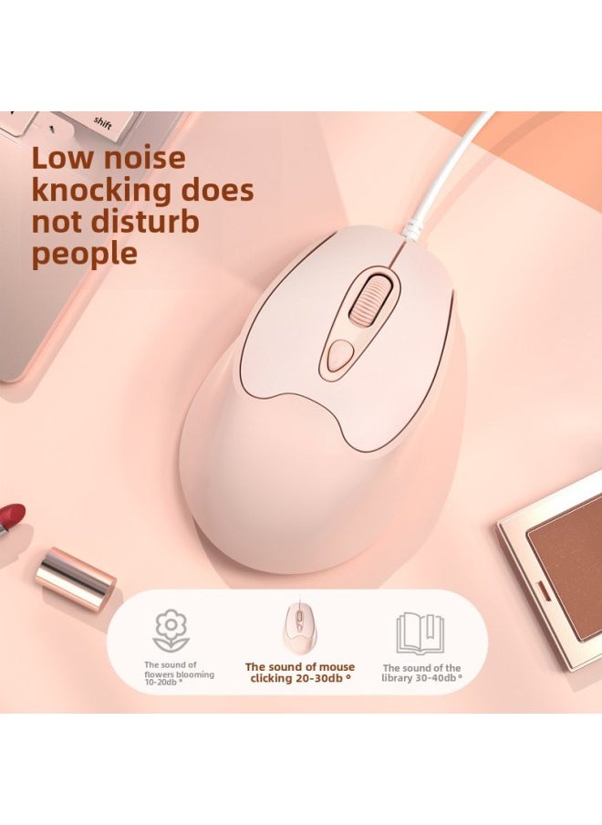 Generic - Lightweight Mouse Typ-C Interface Silent Mute Mobile Phone Tablet Private Model S109 Wired Office Mouse-Colour:Usb—c Interface—with Sound—milk Tea Powder - Image 1