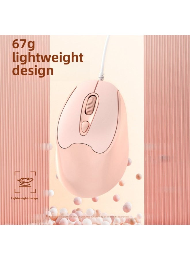 Generic - Lightweight Mouse Typ-C Interface Silent Mute Mobile Phone Tablet Private Model S109 Wired Office Mouse-Colour:Usb—c Interface—with Sound—milk Tea Powder - Image 1