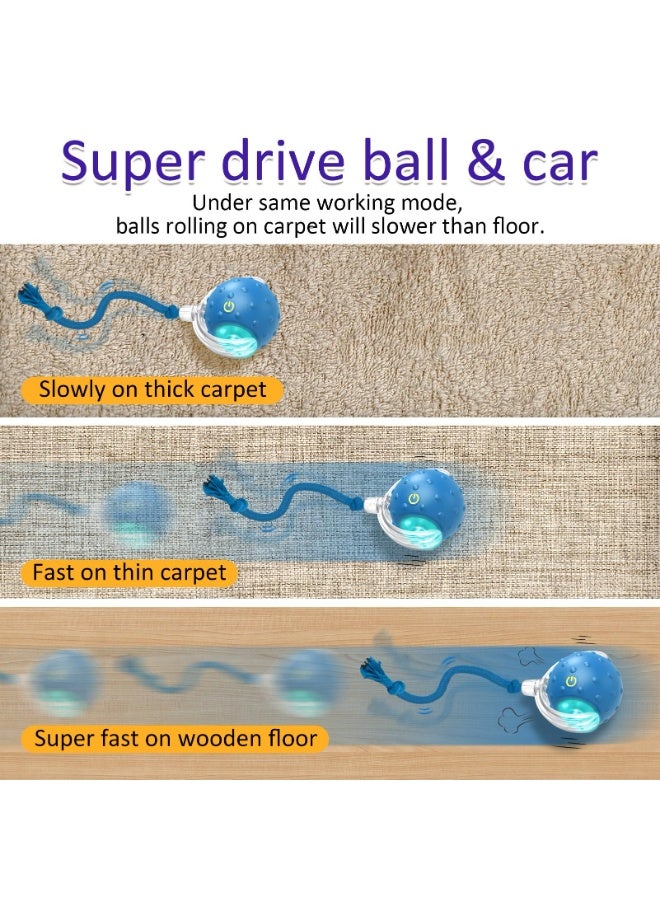 Interactive Cat Toys Ball for Indoor Cats Fast Rolling on Carpet, Chirping & Motion Activate Cat Toys (Blue) - Image 2