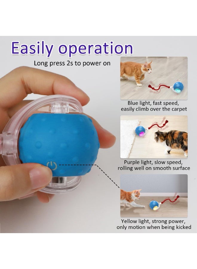 Interactive Cat Toys Ball for Indoor Cats Fast Rolling on Carpet, Chirping & Motion Activate Cat Toys (Blue) - Image 4
