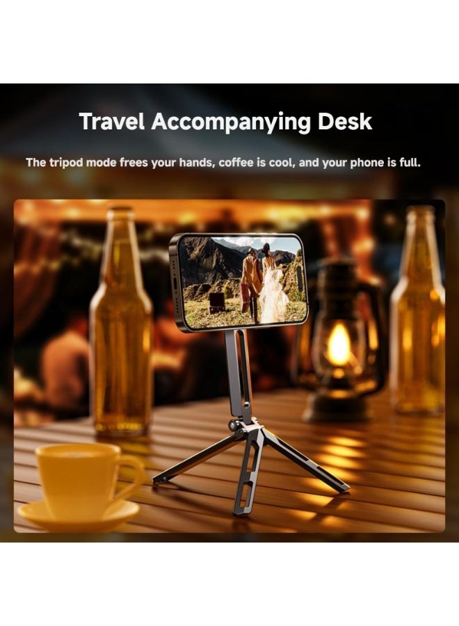 3-in-1 Magnetic Tripod Mount, Pocket-Foldable Mini Stand for Smartphones All three tripod legs feature magnetic suction—essential fitness gear. Magnetic phone mount base, travel selfie stick, vlogging tripod stand. - Image 4