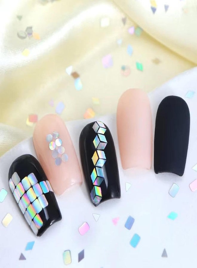 Bellecrey 1 Box Rhombus Shape Holographic Nail Sequins Glitter White Flakes Nail Art Decorations Chrome Thin Slices Nail Glitter Powder Laser Sparkl Nail Sequins Slice Paillette Nail Art Decoration Silver - Image 4