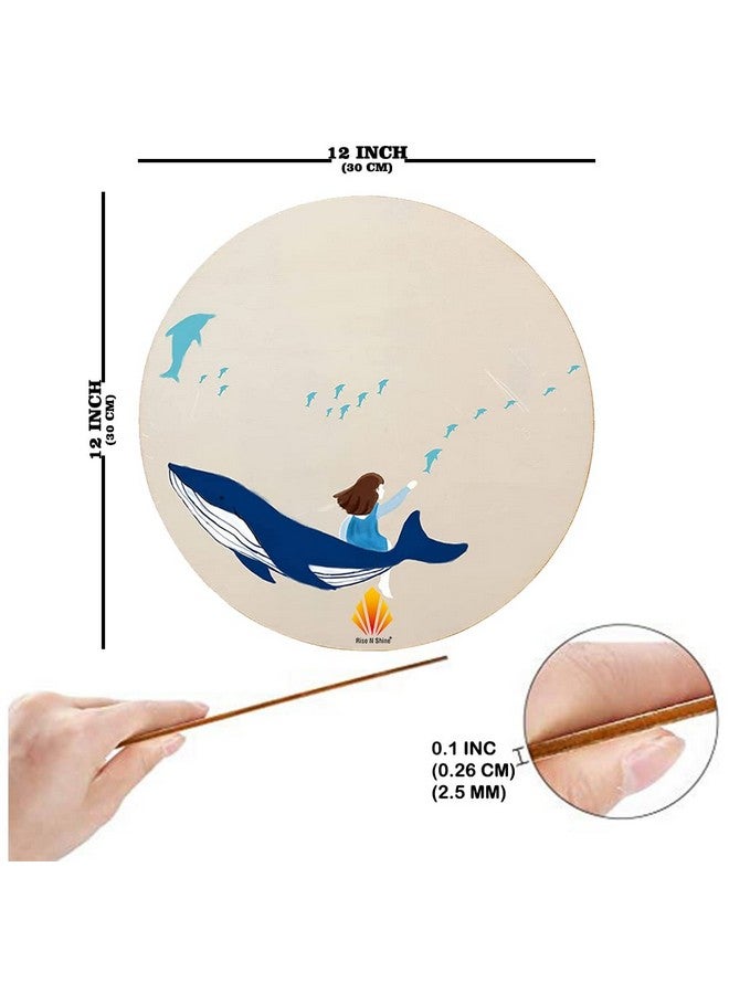 Rise-N-Shine Rise n Shine MDF Board Cutouts - 12 Inch 2.5mm Thick Circle Boards Set Of 15 | MDF Board for Lippan Art, Resin, Mandala, Painting & Art and Craft | Premium Round Pine Wood Slices for Artists and Students  - Image 2