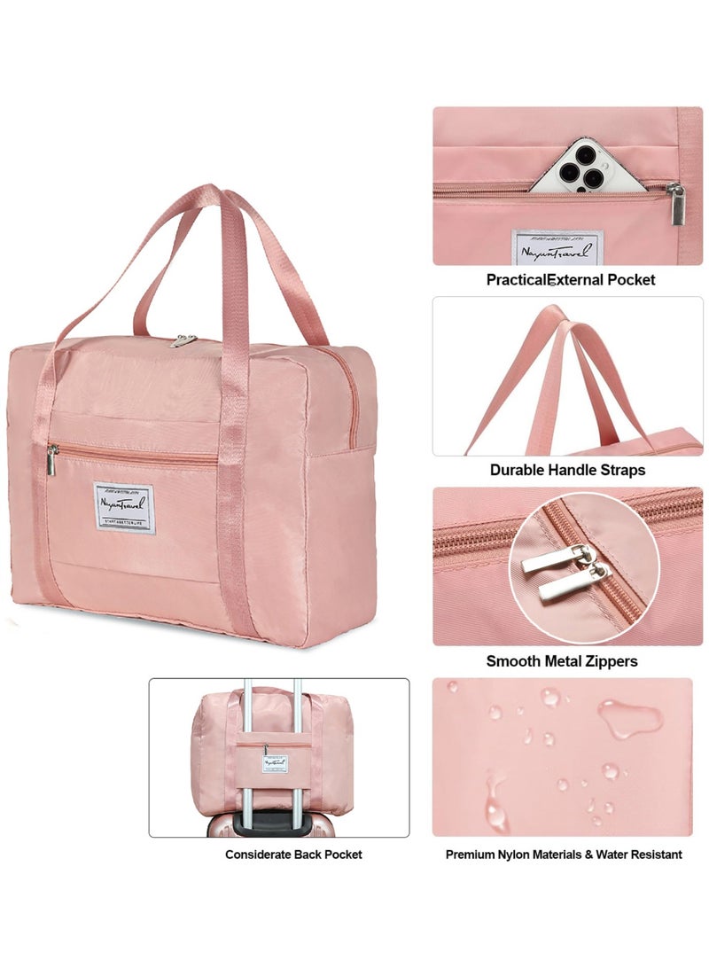 Travel Duffel Bag,53 x38 x 19cm,Airlines Carry on Luggage Bag,Weekender Bag for Women and Men,Pink  - Image 4