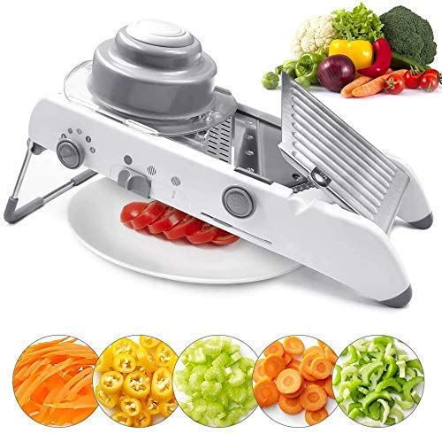 Aatamiy Multifunctional Mandolin Slicer Manual Kitchen Adjustable Fruit Vegetables Cutter Shredder Julienne Grinding Cutting Slicing Chopper and Grater for Kitchen Waffle Maker - Image 2