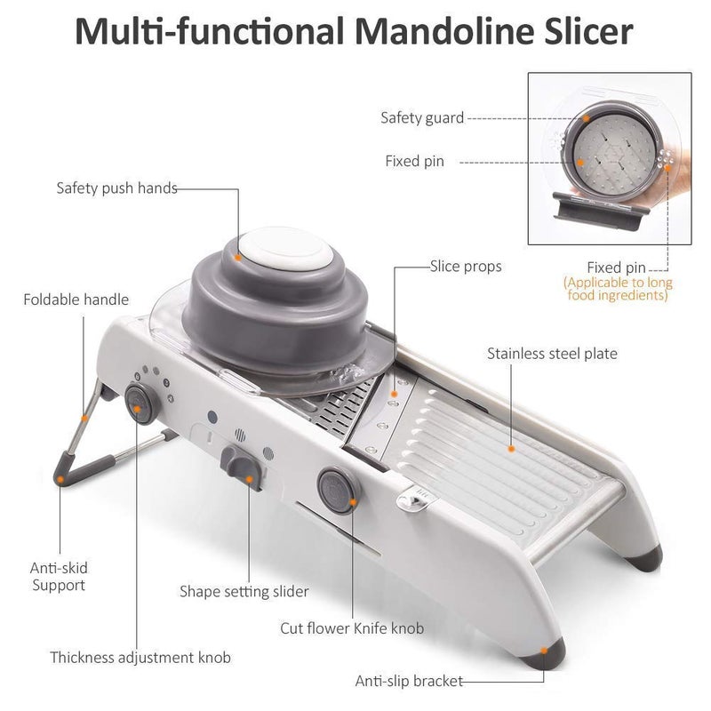 Aatamiy Multifunctional Mandolin Slicer Manual Kitchen Adjustable Fruit Vegetables Cutter Shredder Julienne Grinding Cutting Slicing Chopper and Grater for Kitchen Waffle Maker - Image 5