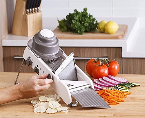 Aatamiy Multifunctional Mandolin Slicer Manual Kitchen Adjustable Fruit Vegetables Cutter Shredder Julienne Grinding Cutting Slicing Chopper and Grater for Kitchen Waffle Maker - Image 4