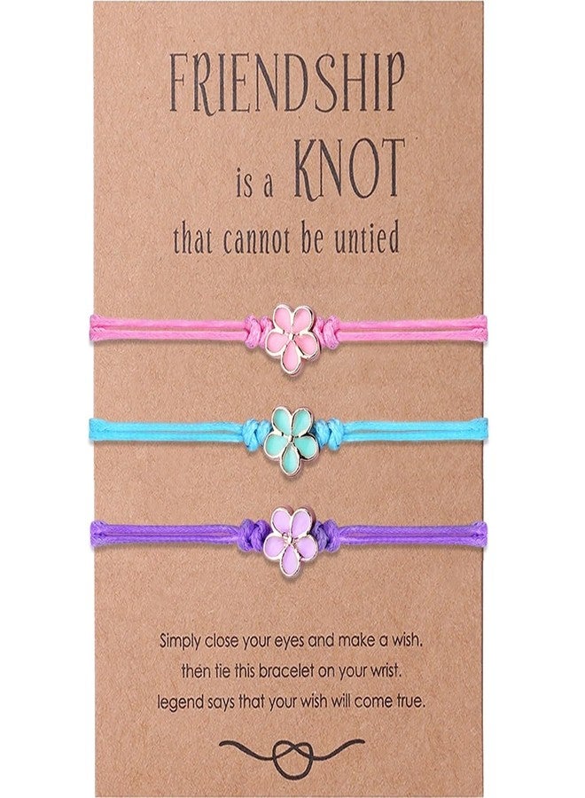 DOYYCA Friendship Bracelets Matching Flower Best Friend Bracelet Gifts for 3 Women BFF - Image 1