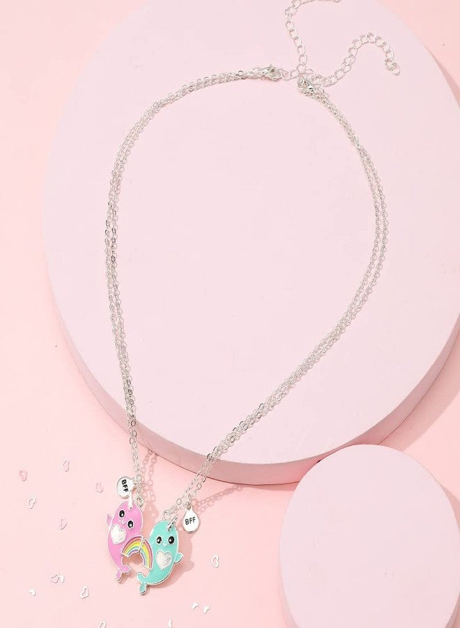 El Regalo Best Friend Forever 2Pcs-Split Magnetic Matching Bff Pendant Necklaces Set- Unicorns, Whales, Koalas Pendant Friendship Necklaces For Girls (Whales Bff Necklace) - Image 3