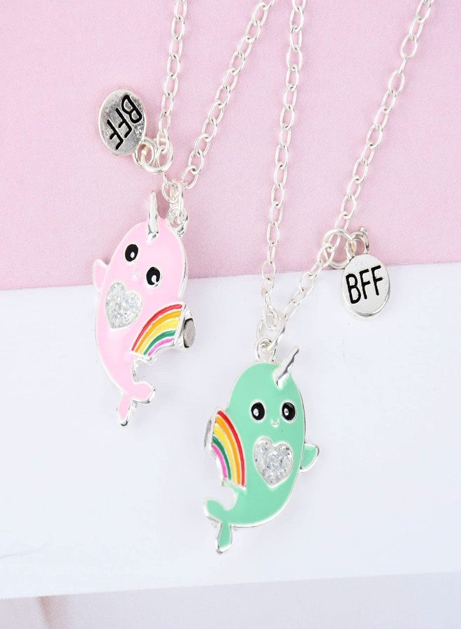 El Regalo Best Friend Forever 2Pcs-Split Magnetic Matching Bff Pendant Necklaces Set- Unicorns, Whales, Koalas Pendant Friendship Necklaces For Girls (Whales Bff Necklace) - Image 2