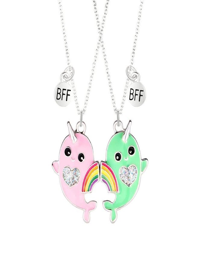 El Regalo Best Friend Forever 2Pcs-Split Magnetic Matching Bff Pendant Necklaces Set- Unicorns, Whales, Koalas Pendant Friendship Necklaces For Girls (Whales Bff Necklace) - Image 1