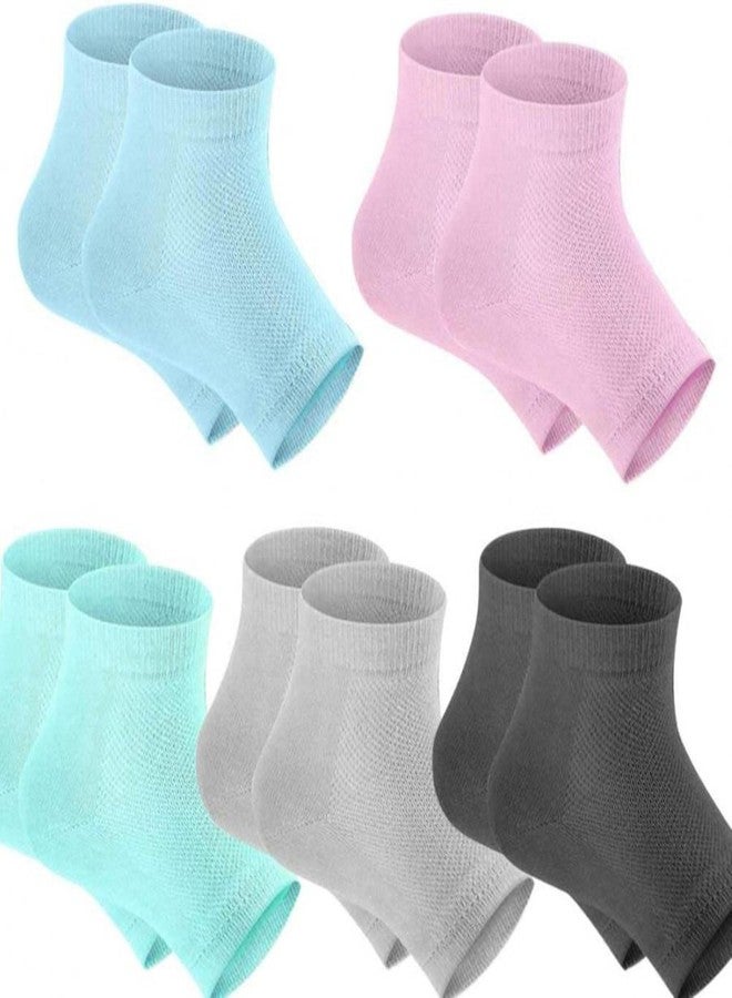 Veentus Crack Cotton Foot Protector Moisturizing Socks with Spa Gel, Heel Pain Relief Silicone Gel Pad Heel Protector Socks with Spa Botanical for Men and Women Cotton Socks Multicolour (Pack of 5 Pair) - Image 2