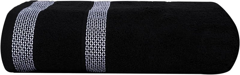 CASA COPENHAGEN CASA COPENHAGEN Solitaire Mix 6 Pieces Towel Set- White + Jet Black  600 GSM 2Bath Towel 2Hand Towel 2Washcloth  Designed in Denmark Made of Soft Egyptian Cotton for Bathroom  Kitchen & Shower  - Image 2