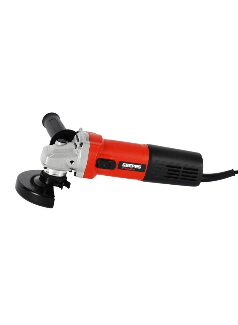 Geepas 115 MM Angle Grinder- GAG4510-240/ 1100 W and 11000 RPM No Load Speed/ Perfect for Home and Business Use/ Long Handle for Comfortable Grip, Ergonomic Design/ Ideal for Metal, Concrete Cutting and Finishing/ Black and Red - Image 4