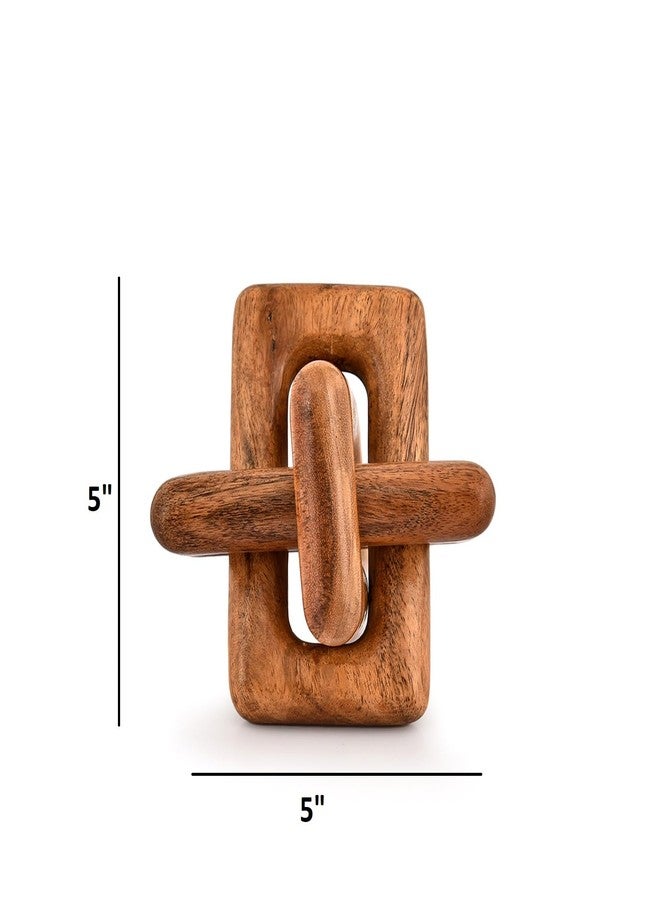 Mahasu Statue 3 Link Wood Chain Link for Home Decor,Brown Wood Knot Coffee Table Decor, Country Chain Knot Decor,Mom Gifts (5" X 5" X 5") - Image 2