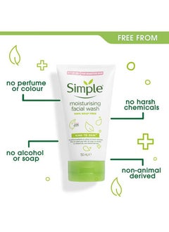 simple Moisturising Facial Wash 150ml, No Soap Facewash, Kind to Skin Replenishing Rich Moisturiser Facewash for Sensitive Skin, Suitable for All Kinds of Skin  - Image 2