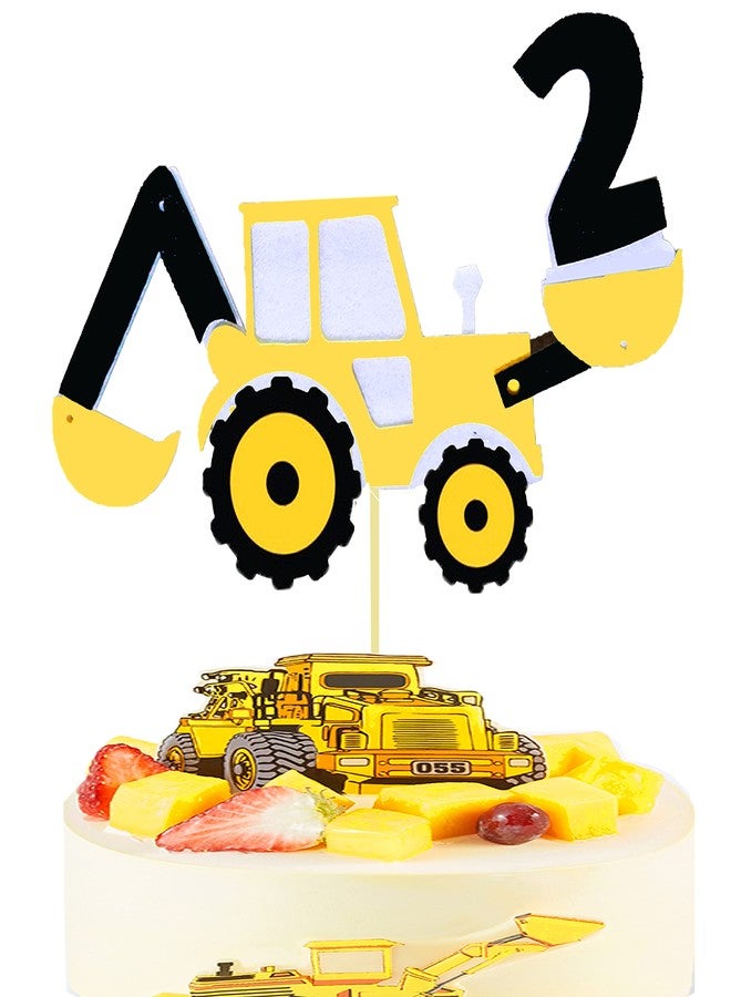 BEOXAGAR Im And Bigging It Construction Cake Topper 2, Construction Birthday Party Supplies, Boys Birthday Party,Construction Cake Topper 2nd Birthday,construction birthday party supplies 2 years old. - Image 1