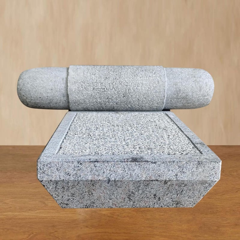 EZAHK Stone Granite AmmikalluSIL Batta Natural Home Decor Traditional Hand Grinder Gift Pooja Tiny Size Mortar and Pestle Set 8 x 55 inch - Image 1