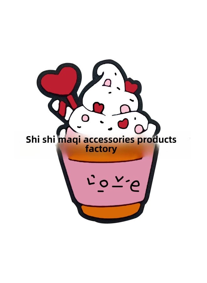 Valentine's Day Straw PET Spiral Straw Cartoon Cute Straw Sticker Patch Food Grade Color Elbow Decoration-Color:XXG199-03-Specifications:Straw + Shoe Flower - Image 1