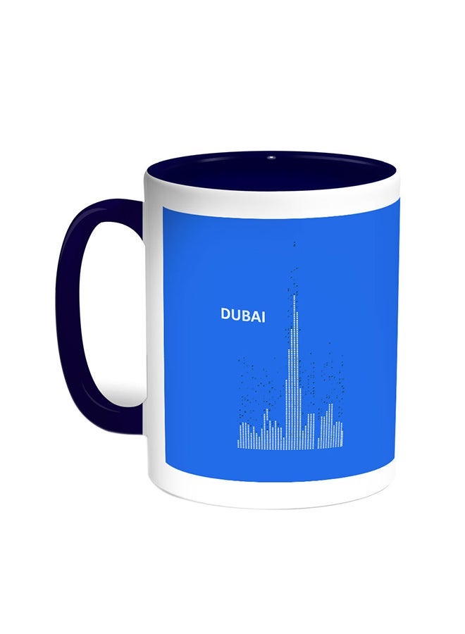 RYN Abstract Drawing - Dubai Towers Printed Coffee Mug Blue/White 11ounce