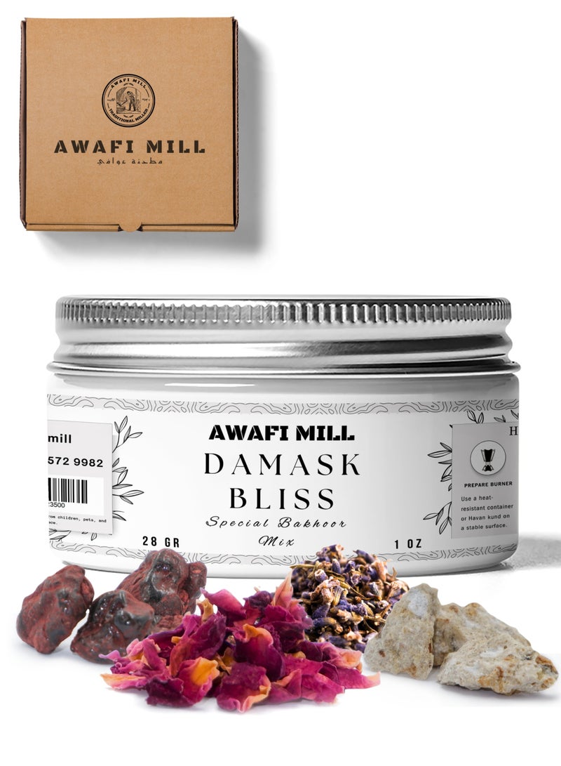 AWAFI MILL Damask Bliss Bakhoor Mix – Expertly Crafted Blend for Peaceful Aromatic Serenity - Image 1