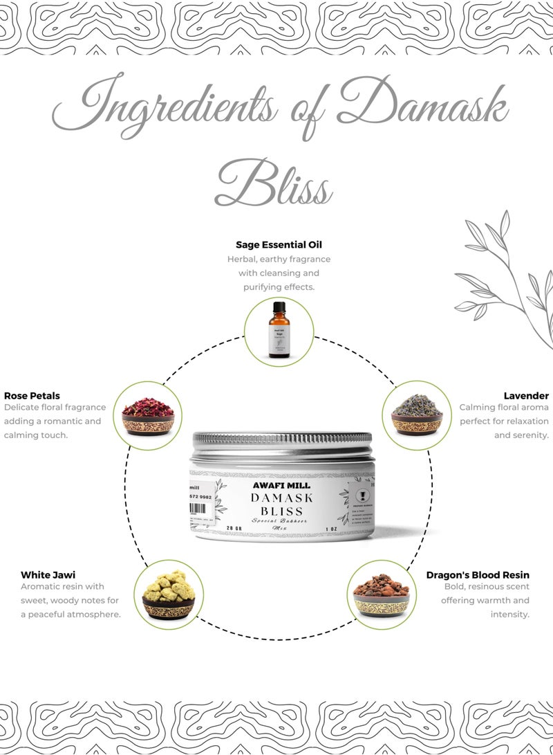 AWAFI MILL Damask Bliss Bakhoor Mix – Expertly Crafted Blend for Peaceful Aromatic Serenity - Image 2