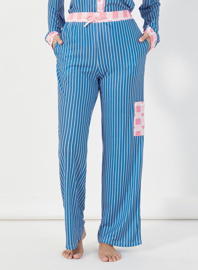 Styli Striped Contrast Print Shirt & Pants Pyjama Set - Image 5