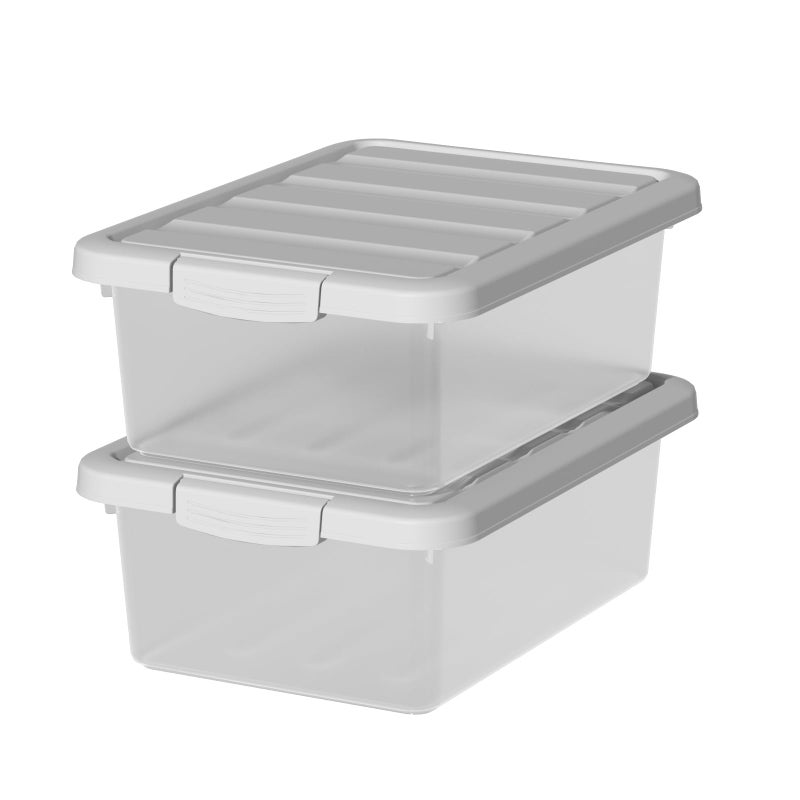 Tyminin 2-Pack Medium Storage Bins with Lids, 14 Quart Stackable See-Through Organizing Box, Nestable Containers with Secure Latches - Image 1