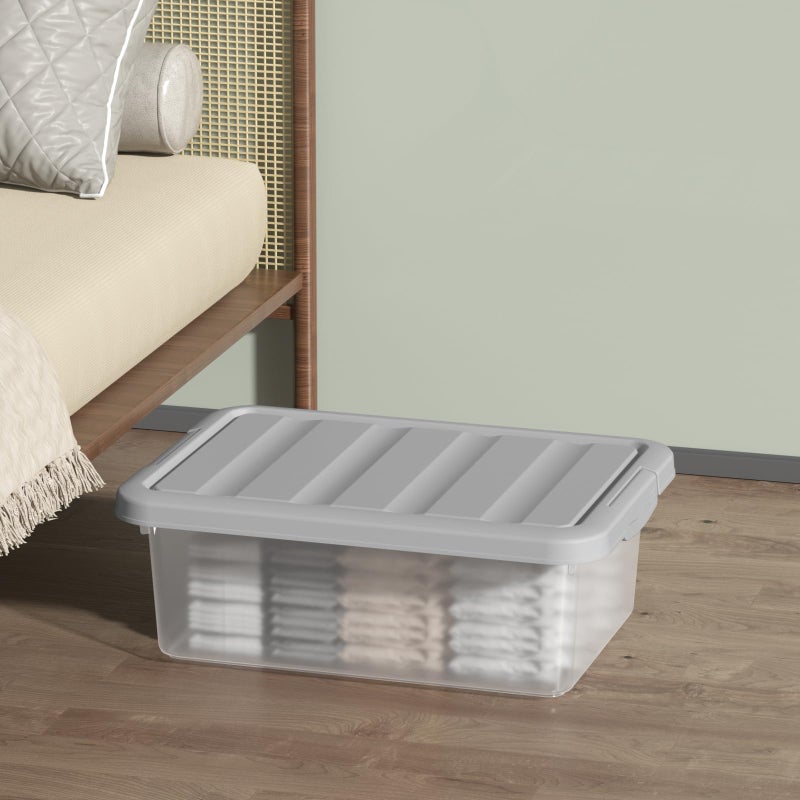 Tyminin 2-Pack Medium Storage Bins with Lids, 14 Quart Stackable See-Through Organizing Box, Nestable Containers with Secure Latches - Image 4