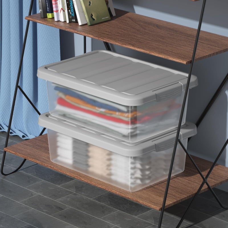 Tyminin 2-Pack Medium Storage Bins with Lids, 14 Quart Stackable See-Through Organizing Box, Nestable Containers with Secure Latches - Image 5