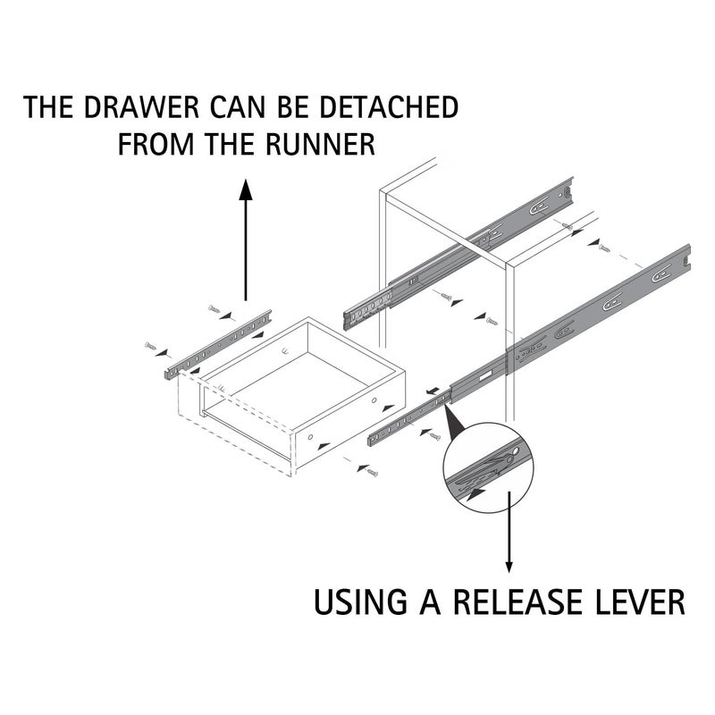 Hettich قناة كروية تلسكوبية KA 5632/600 مم | تشطيب زنك، إغلاق عادي | قناة درج للمنزل والمطبخ وخزانة الملابس | سعة تحميل 45 كجم | تمديد كامل (فولاذ مجلفن، 2 قطعة) - Image 5