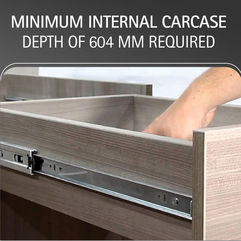 Hettich قناة كروية تلسكوبية KA 5632/600 مم | تشطيب زنك، إغلاق عادي | قناة درج للمنزل والمطبخ وخزانة الملابس | سعة تحميل 45 كجم | تمديد كامل (فولاذ مجلفن، 2 قطعة) - Image 3